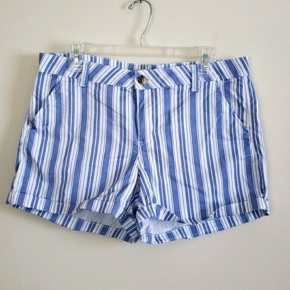 So brand favorite midi blue and white striped shorts, women's size 34 waist - Picture 1 of 5
